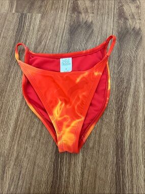 wild fable Red and Orange Flame-Print High-Cut Bikini Bottom